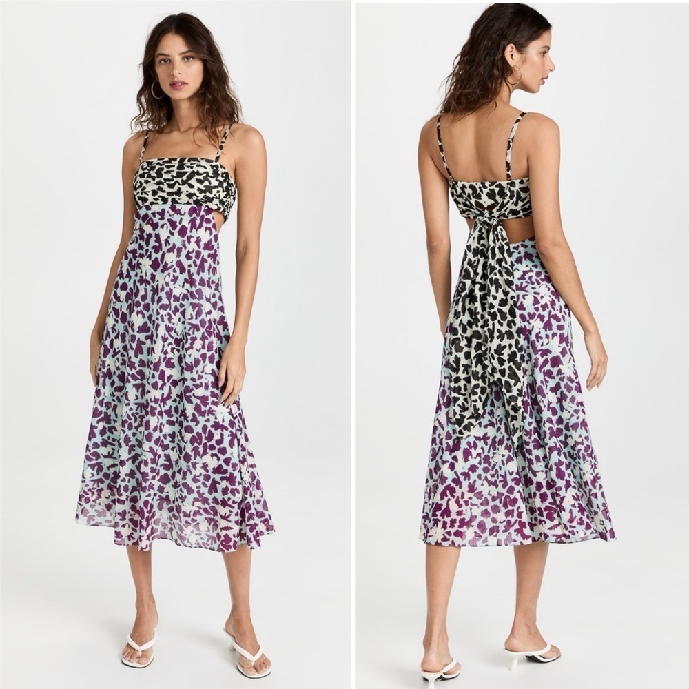 Tanya Taylor Natalie Dress Brushstroke Coral Seasalt 2 Silk Midi Sleeveless